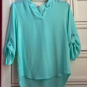 blue quarter length dress shirt (XS)